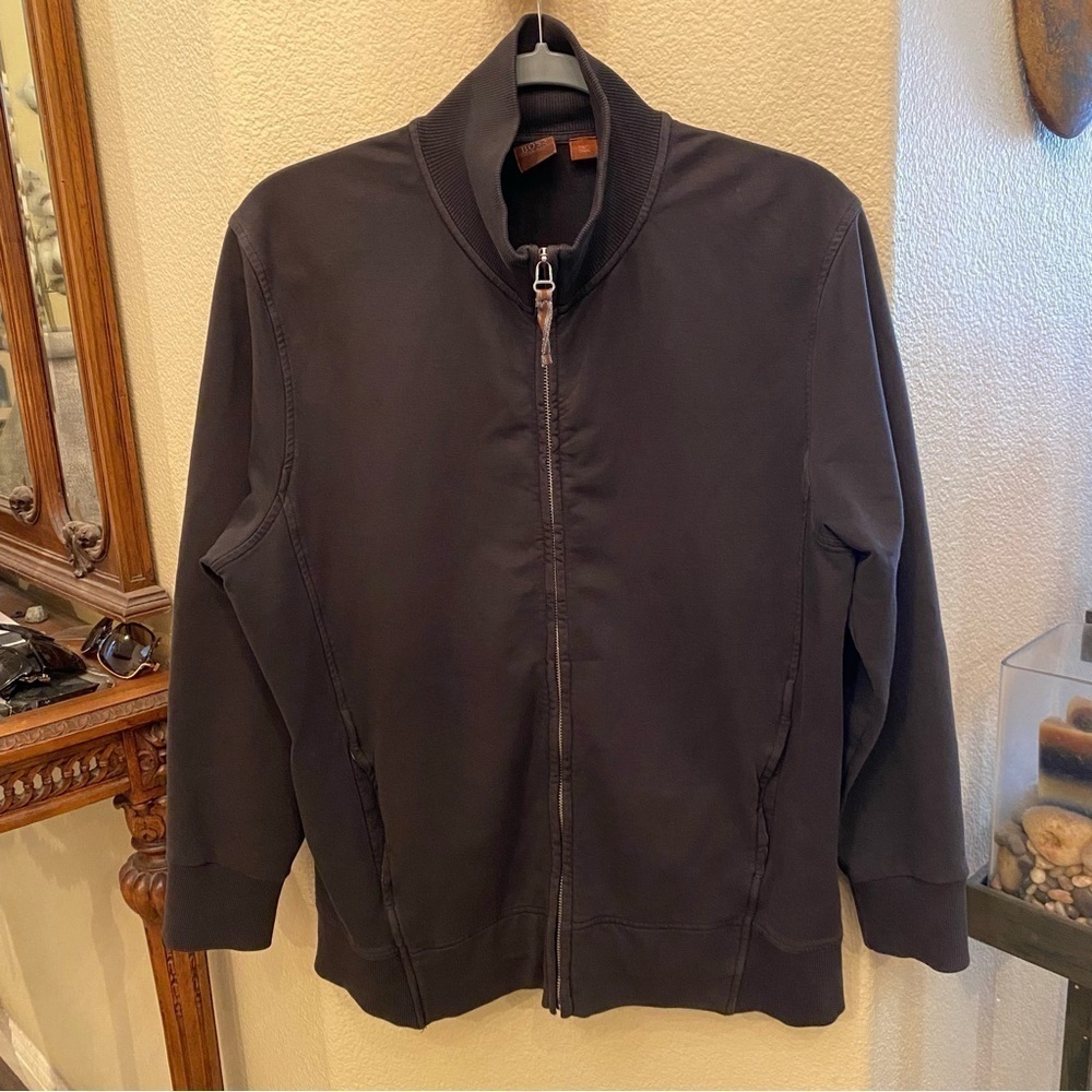 HUGO BOSS Men Chocolate Brown Full Zip Casual Jacket Size Large
